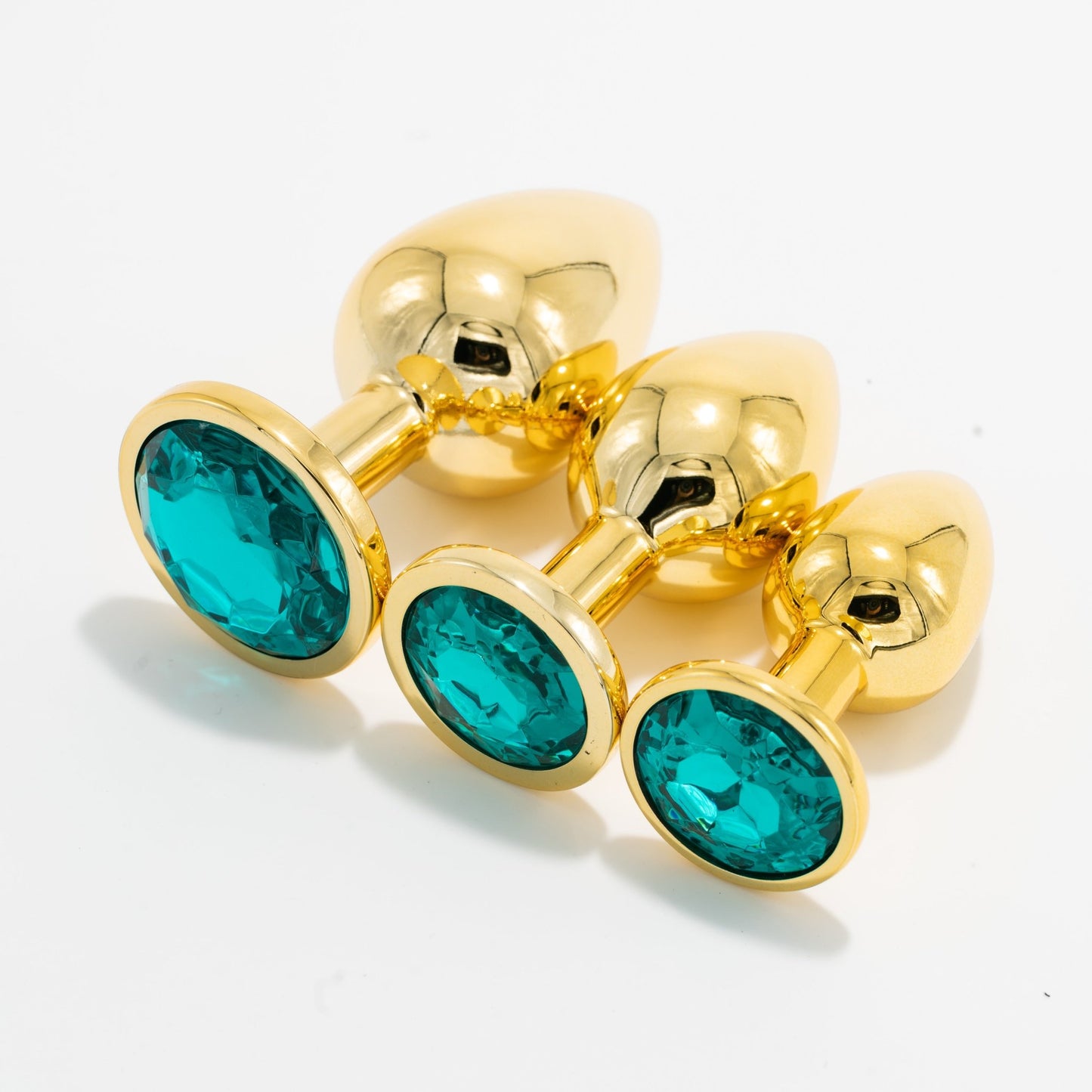 Metaal Gouden Buttplug Set - Groen - OHYES.nl