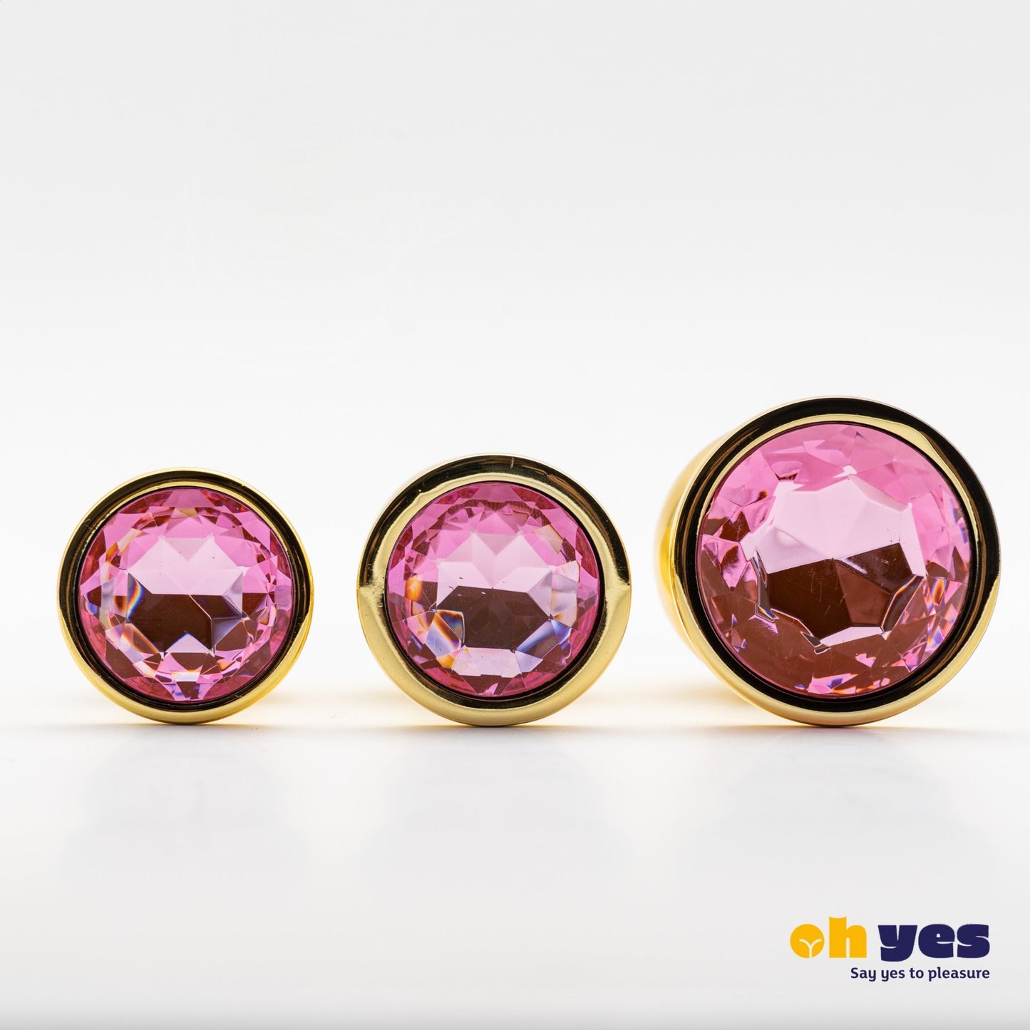 Metaal Gouden Buttplug Set - Roze - OHYES.nl