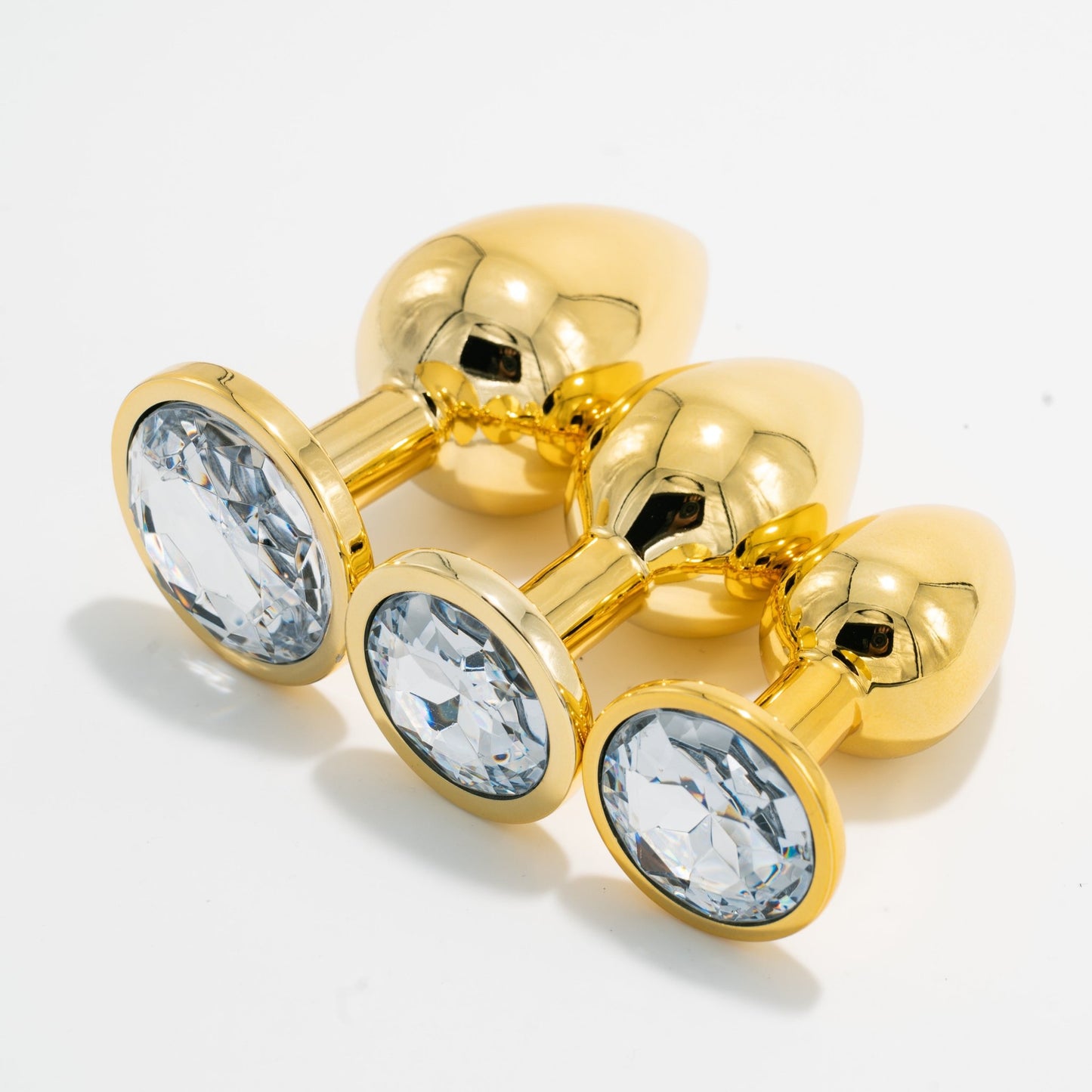 Metaal Gouden Buttplug Set - Wit - OHYES.nl