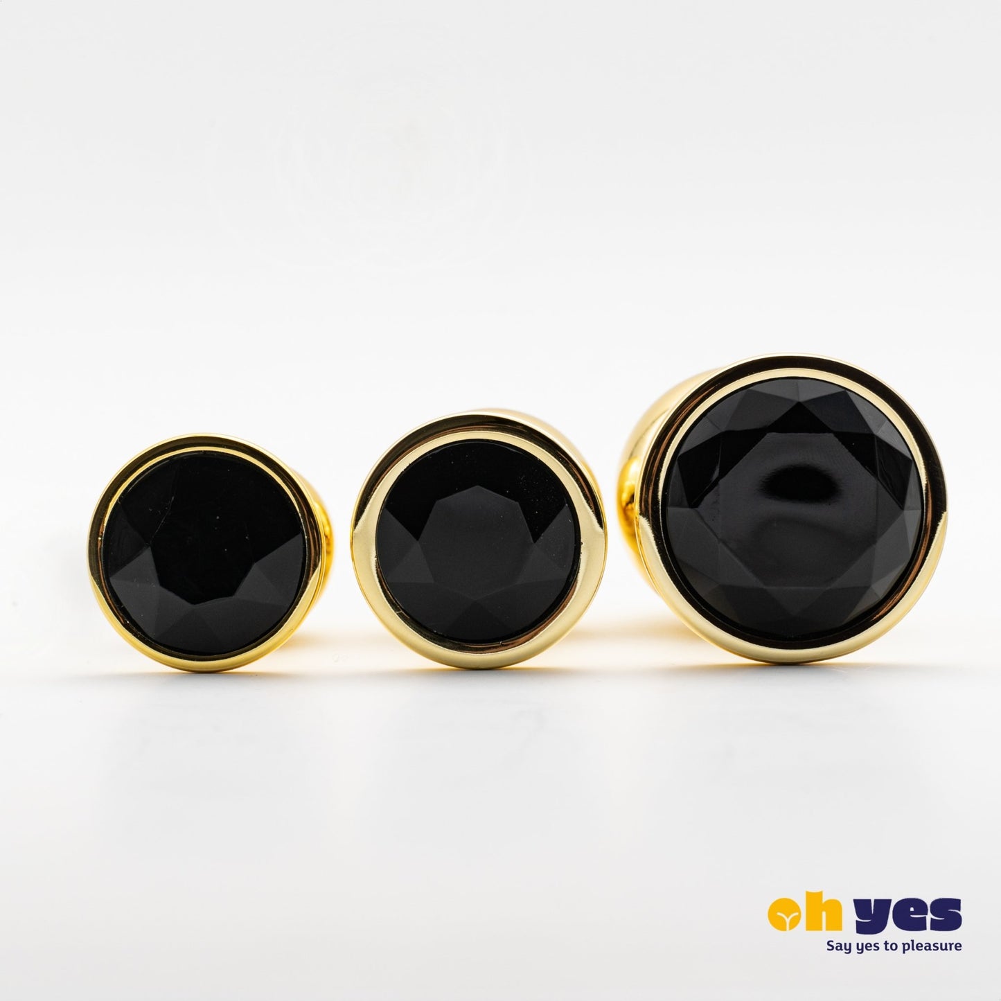 Metaal Gouden Buttplug Set - Zwart - OHYES.nl