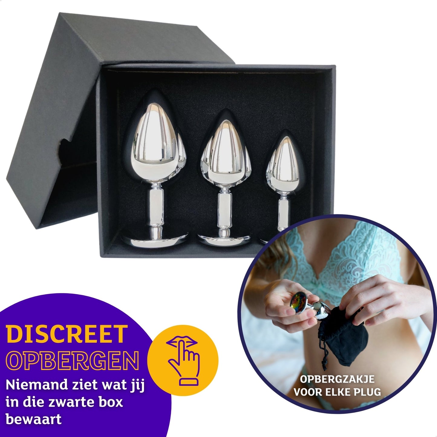 Metalen Buttplug Set - Blauw - OHYES.nl