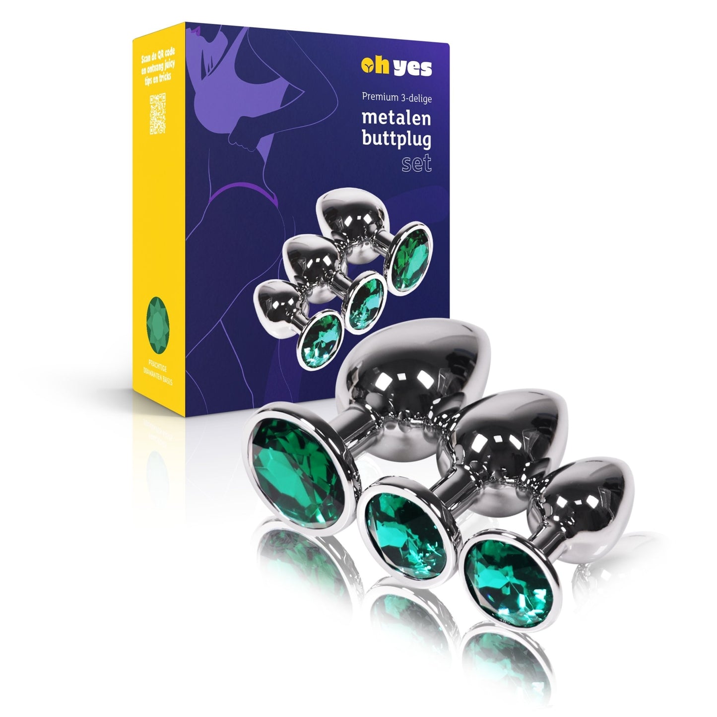 Metalen Buttplug Set - Groen - OHYES.nl