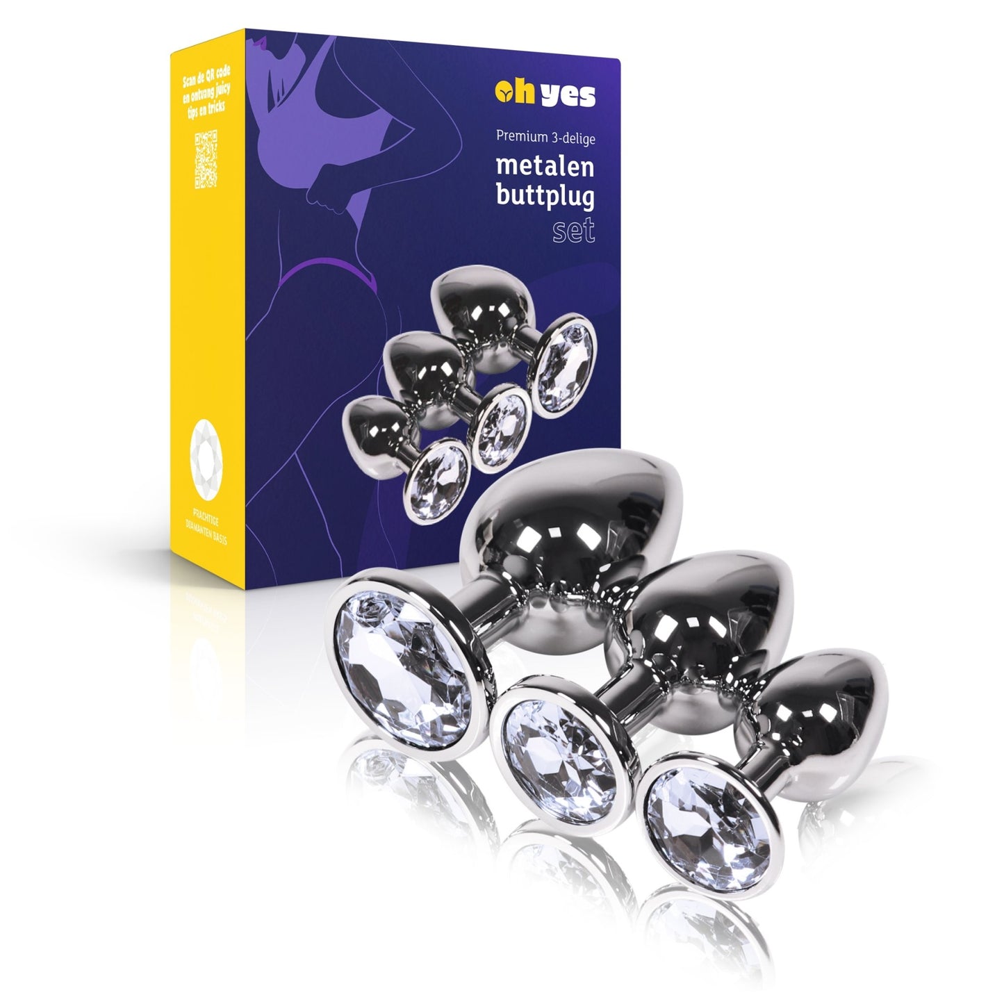 Metalen Buttplug Set - Wit - OHYES.nl