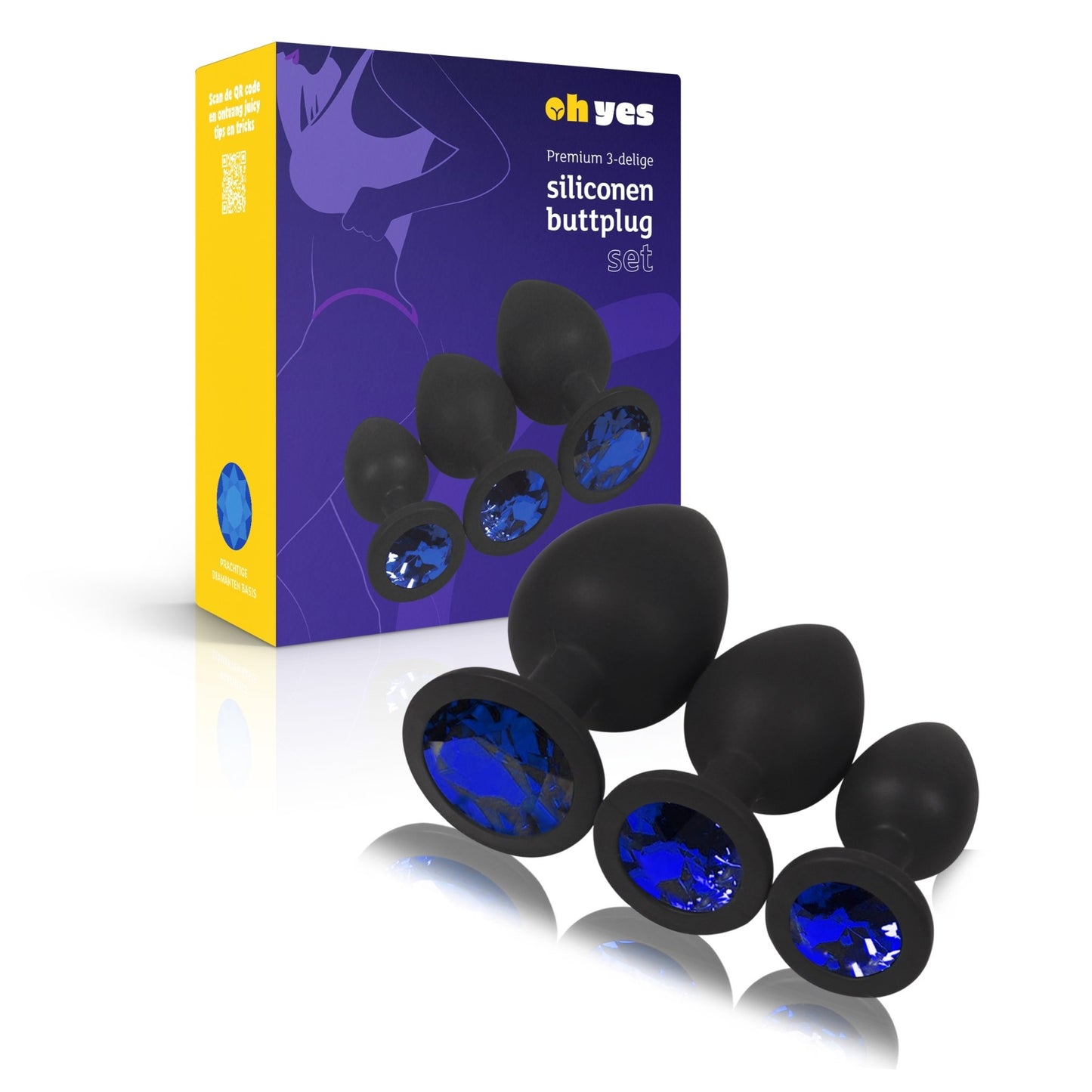 Siliconen Buttplug Set - Blauw - OHYES.nl
