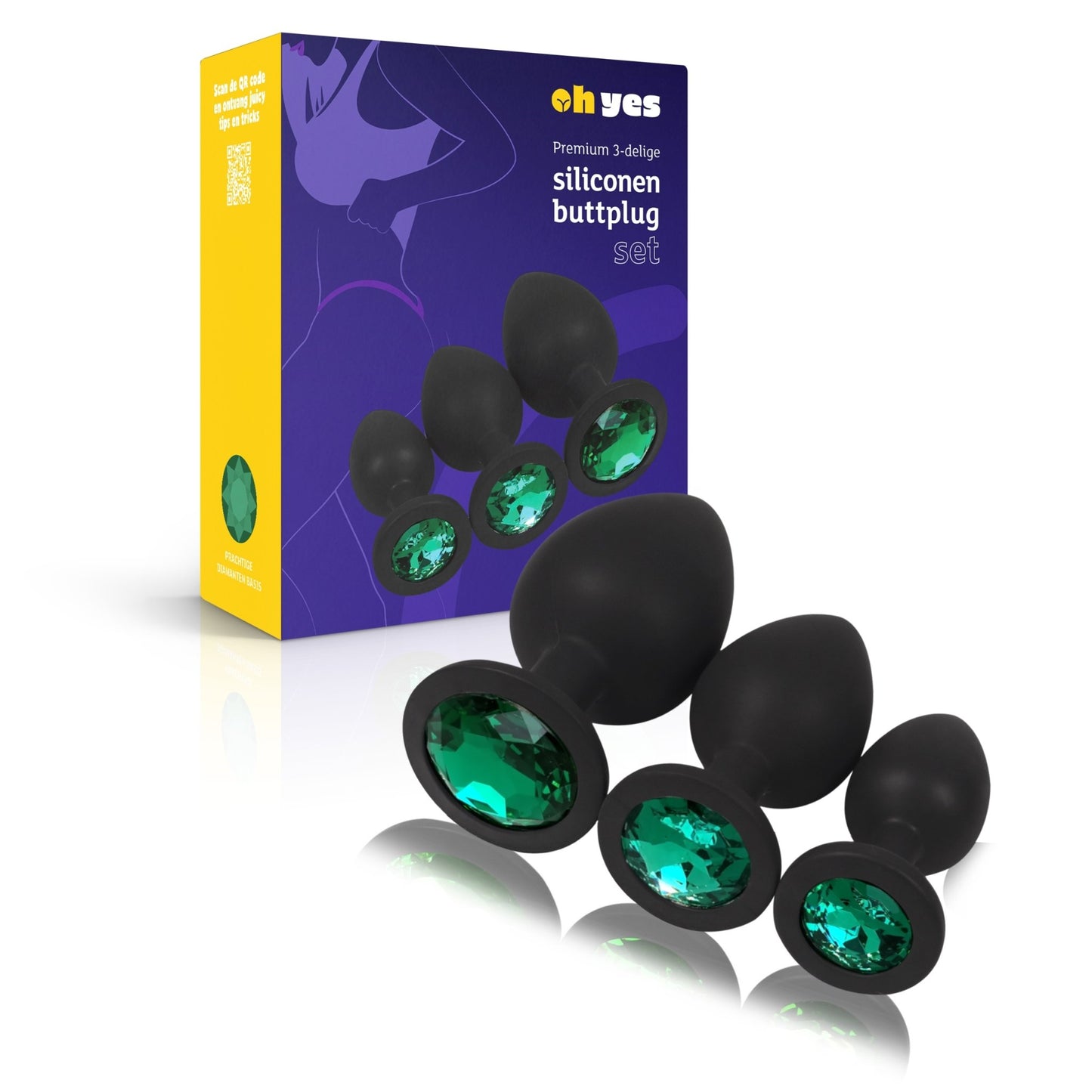 Siliconen Buttplug Set - Groen - OHYES.nl