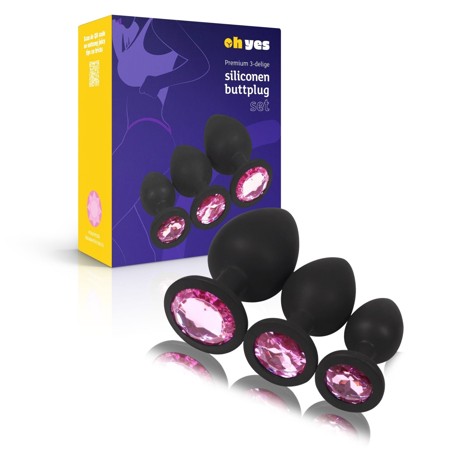 Siliconen Buttplug Set - Roze - OHYES.nl