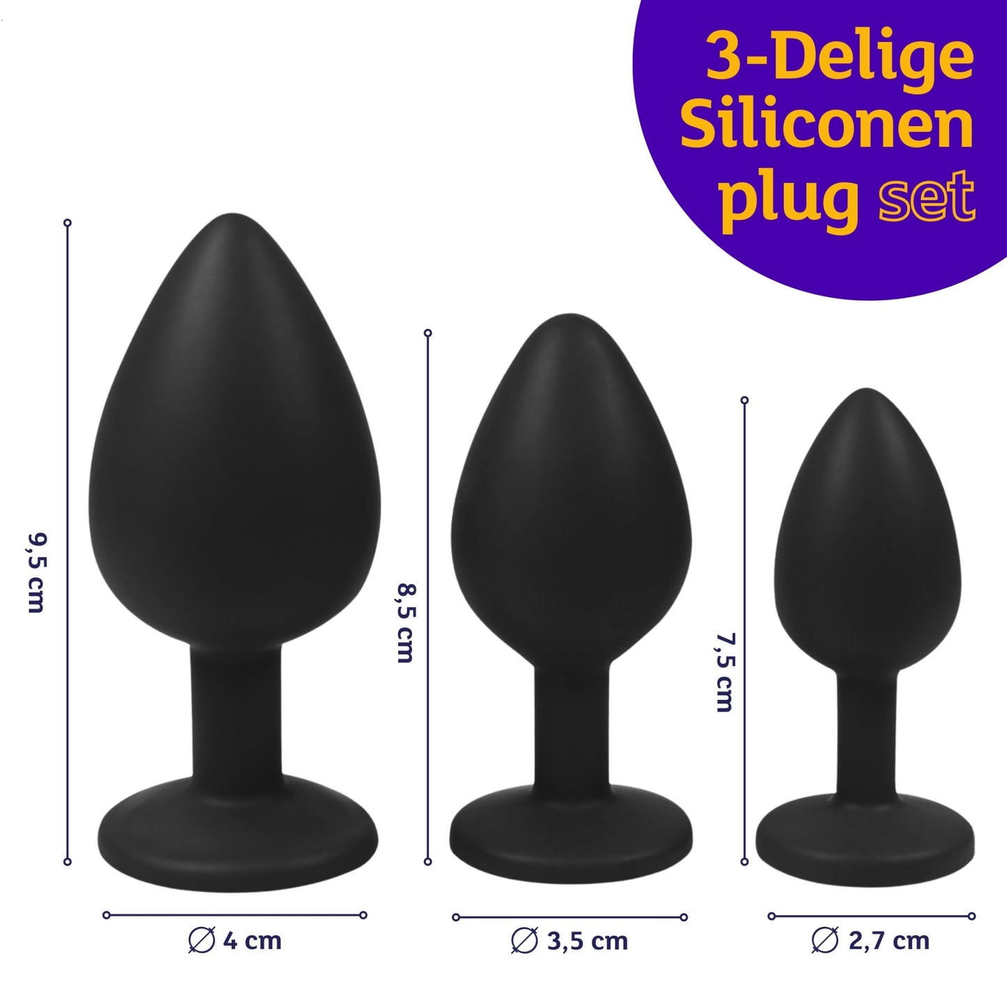 Siliconen Buttplug Set - Wit - OHYES.nl