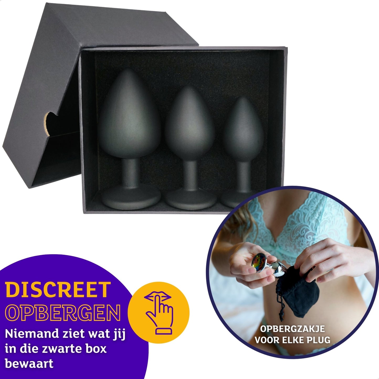Siliconen Buttplug Set - Wit - OHYES.nl