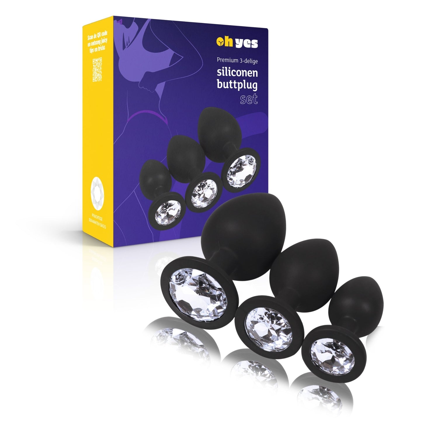 Siliconen Buttplug Set - Wit - OHYES.nl