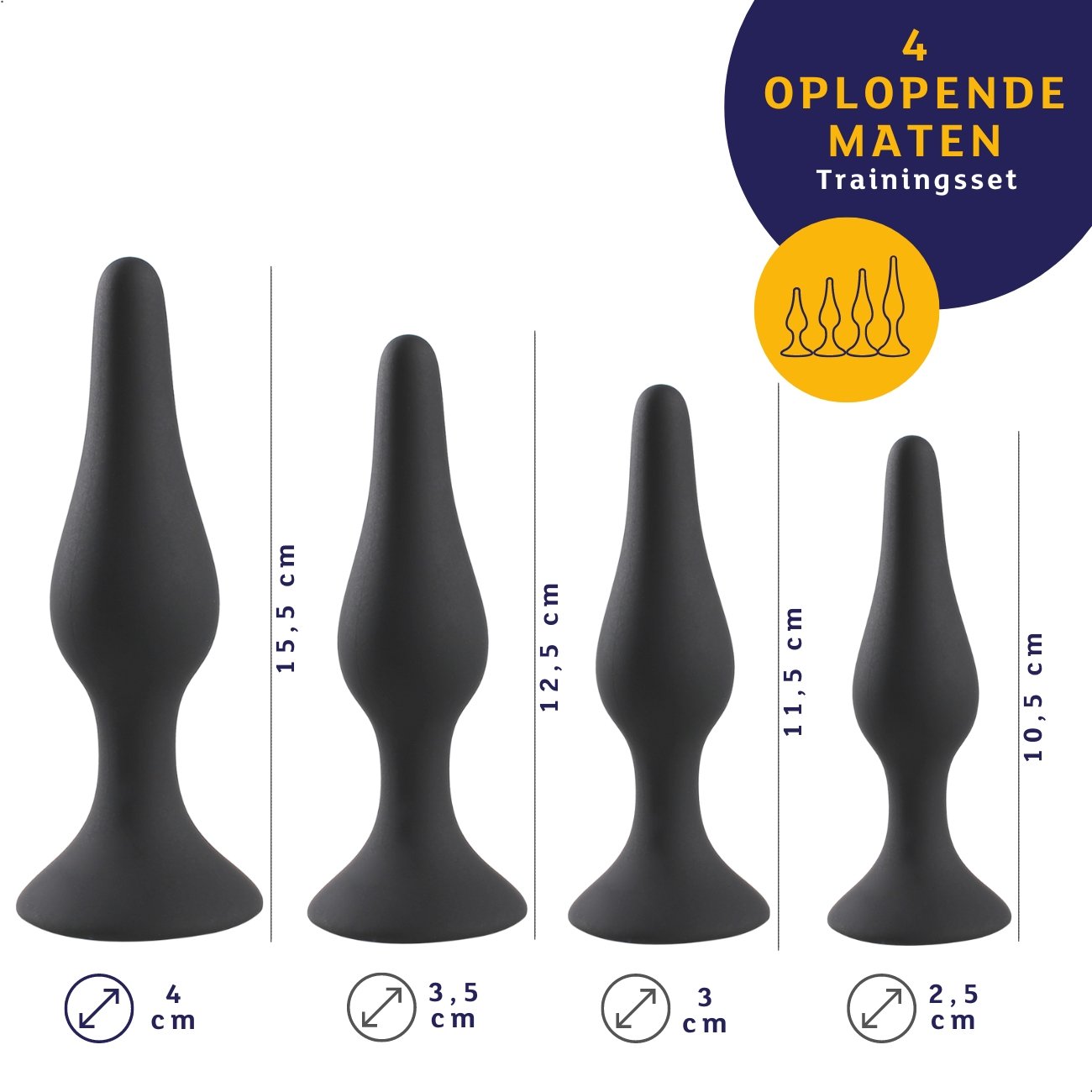 Siliconen Buttplug Training Set - 4 Delig - OHYES.nl