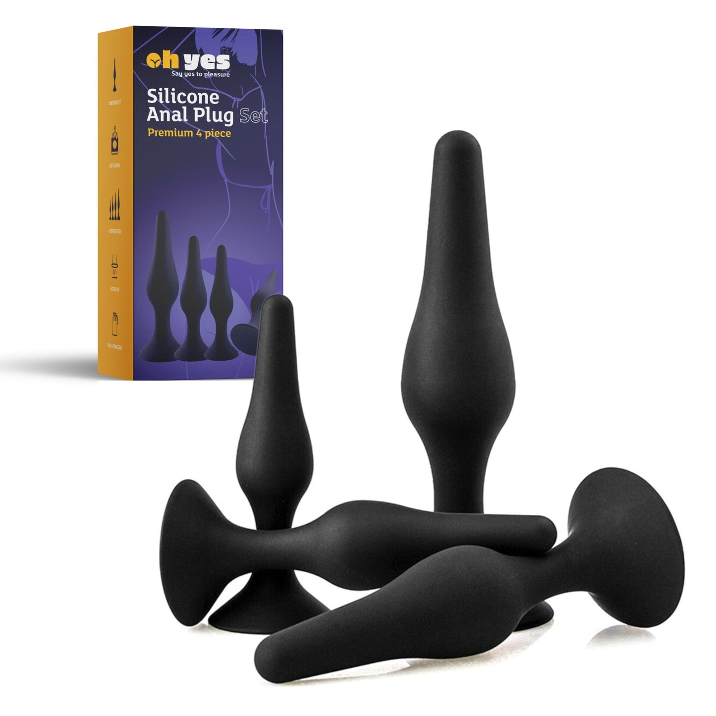 Siliconen Buttplug Training Set - 4 Delig - OHYES.nl