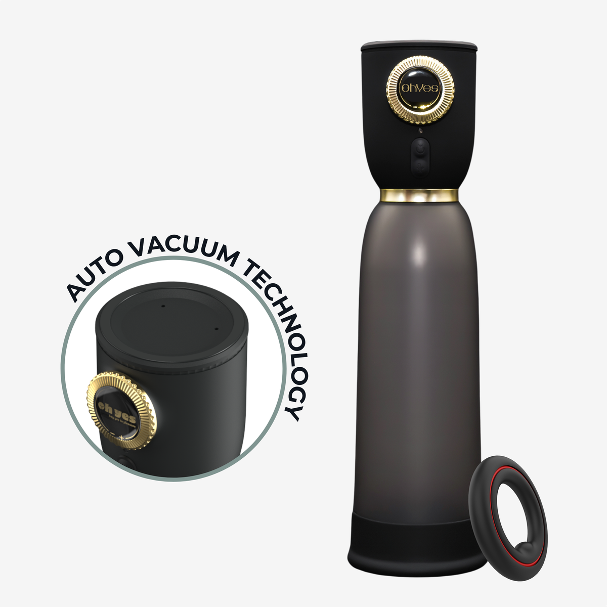 Automatische penispomp met auto vacuüm technologie en cockring