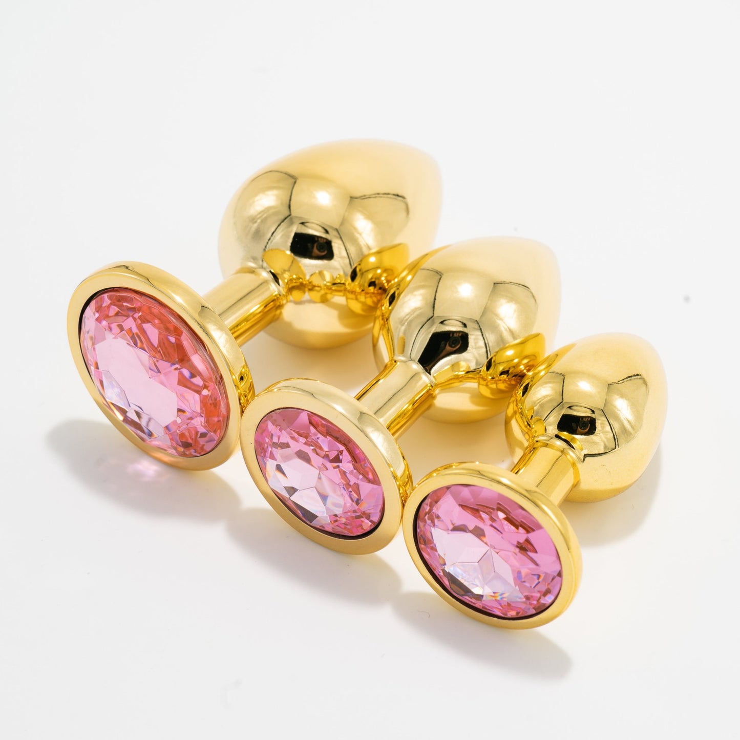 Metaal Gouden Buttplug Set - Roze - OHYES.nl