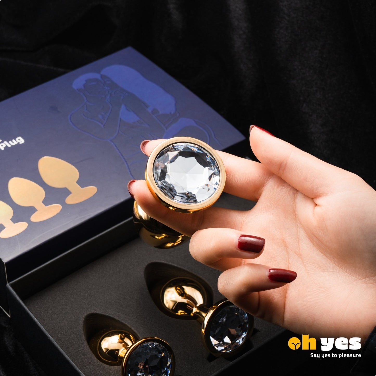 Metaal Gouden Buttplug Set - Wit - OHYES.nl