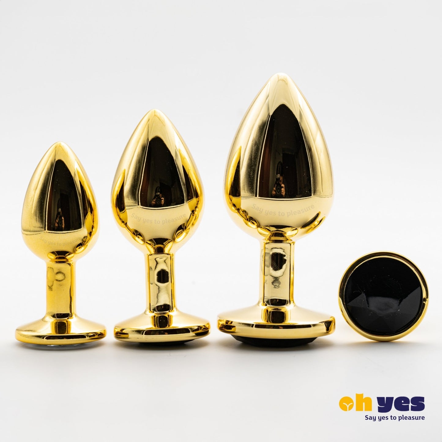Metaal Gouden Buttplug Set - Zwart - OHYES.nl