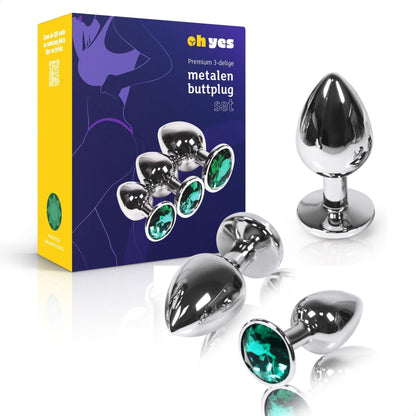 Metalen Buttplug Set - Groen - OHYES.nl