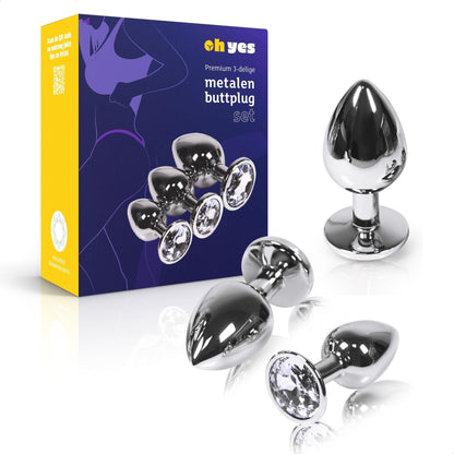 Metalen Buttplug Set - Wit - OHYES.nl