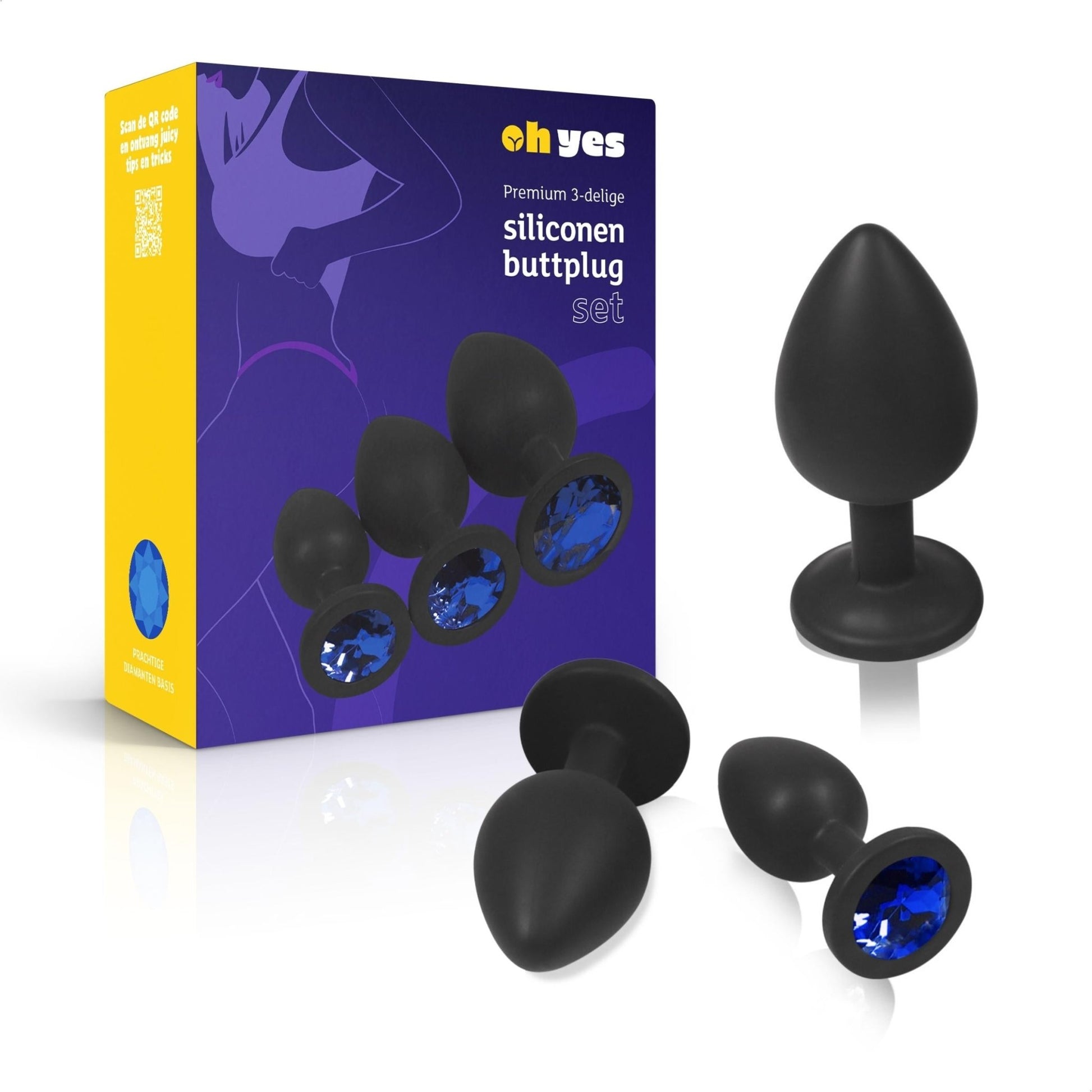 Siliconen Buttplug Set - Blauw - OHYES.nl
