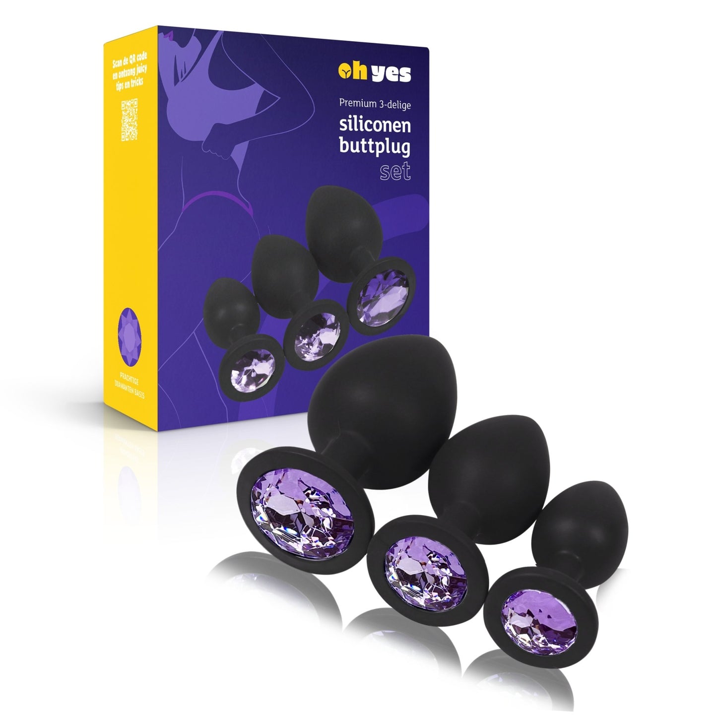Siliconen Buttplug Set - Lila - OHYES.nl