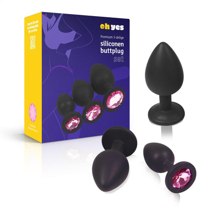 Siliconen Buttplug Set - Roze - OHYES.nl