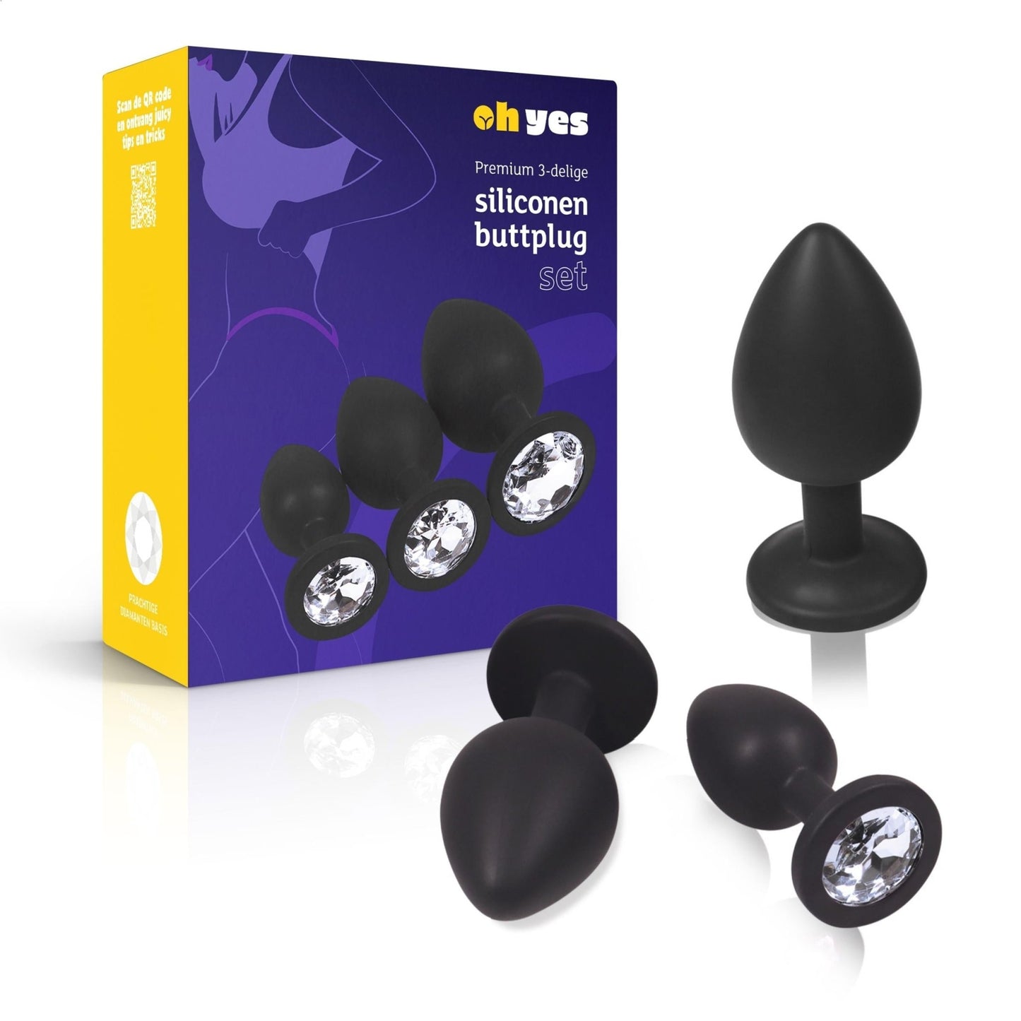 Siliconen Buttplug Set - Wit - OHYES.nl
